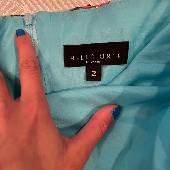 Helen Wang midi strapless dress with embroidery flowers size 2 - Picture 6 of 6